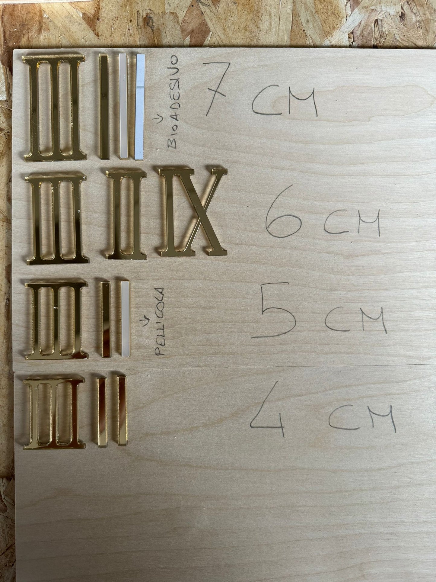 numeri plexiglass specchiato adesivi da 3 mm